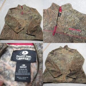 Mossy Oak Brush Sweatshirt Youth XL‎ Green Camo Fleece 1/4 Zip Pullover Outdoor